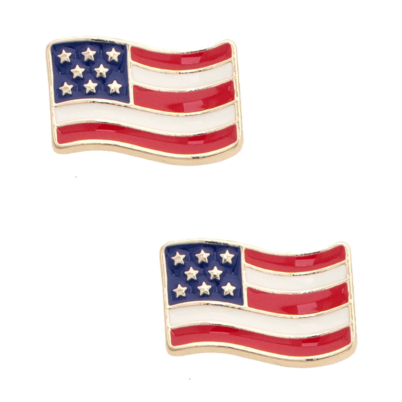 American Flag Enamel Stud Earrings in Red, White, & Blue