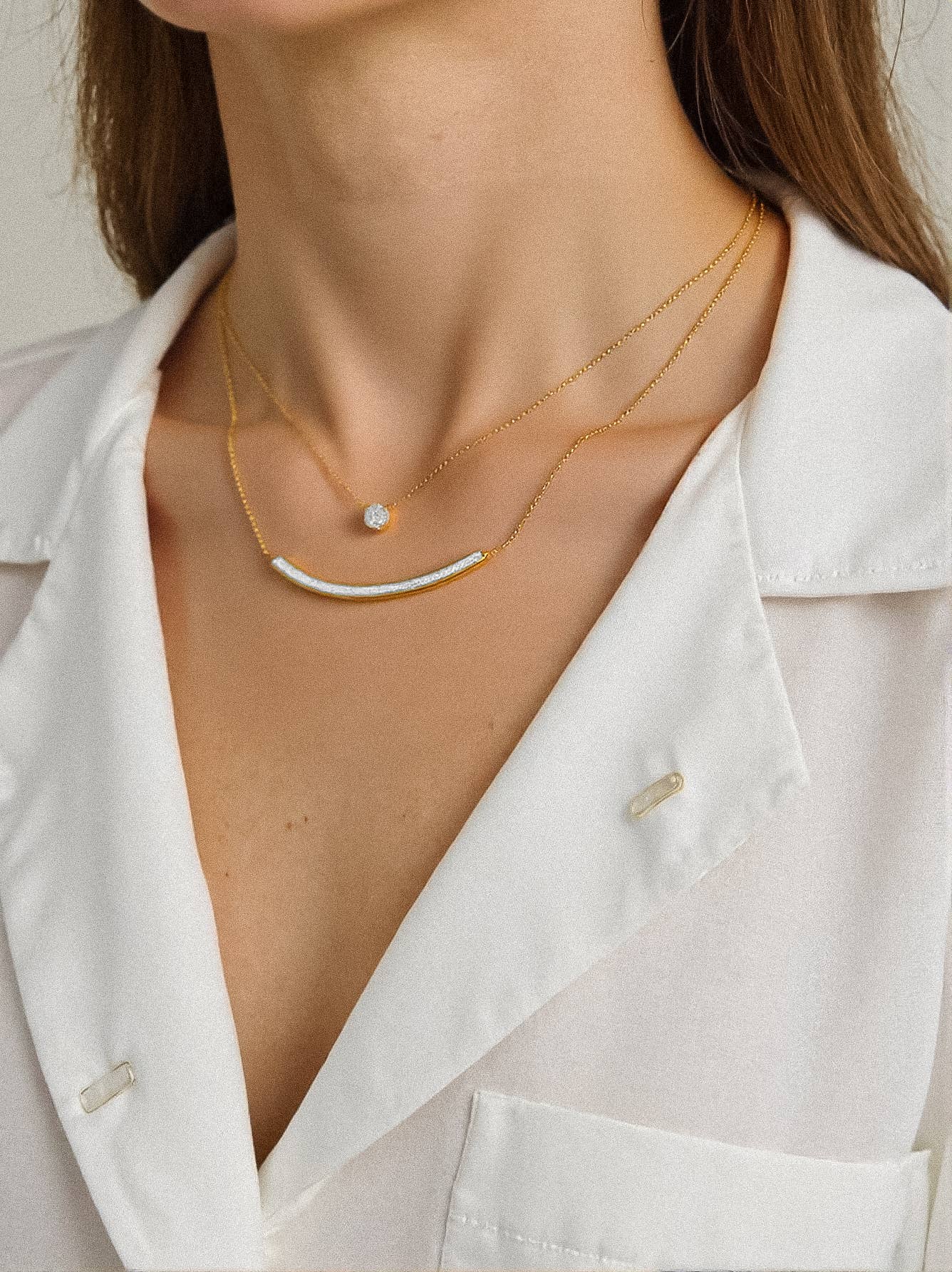 Lori Layered Smile CZ Necklace