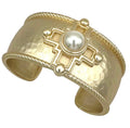 Matte Cross & Pearl Statement Cuff