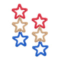 Triple Drop Star Earrings in Red