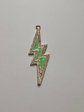 Green lightning bolt pendant on a gray background