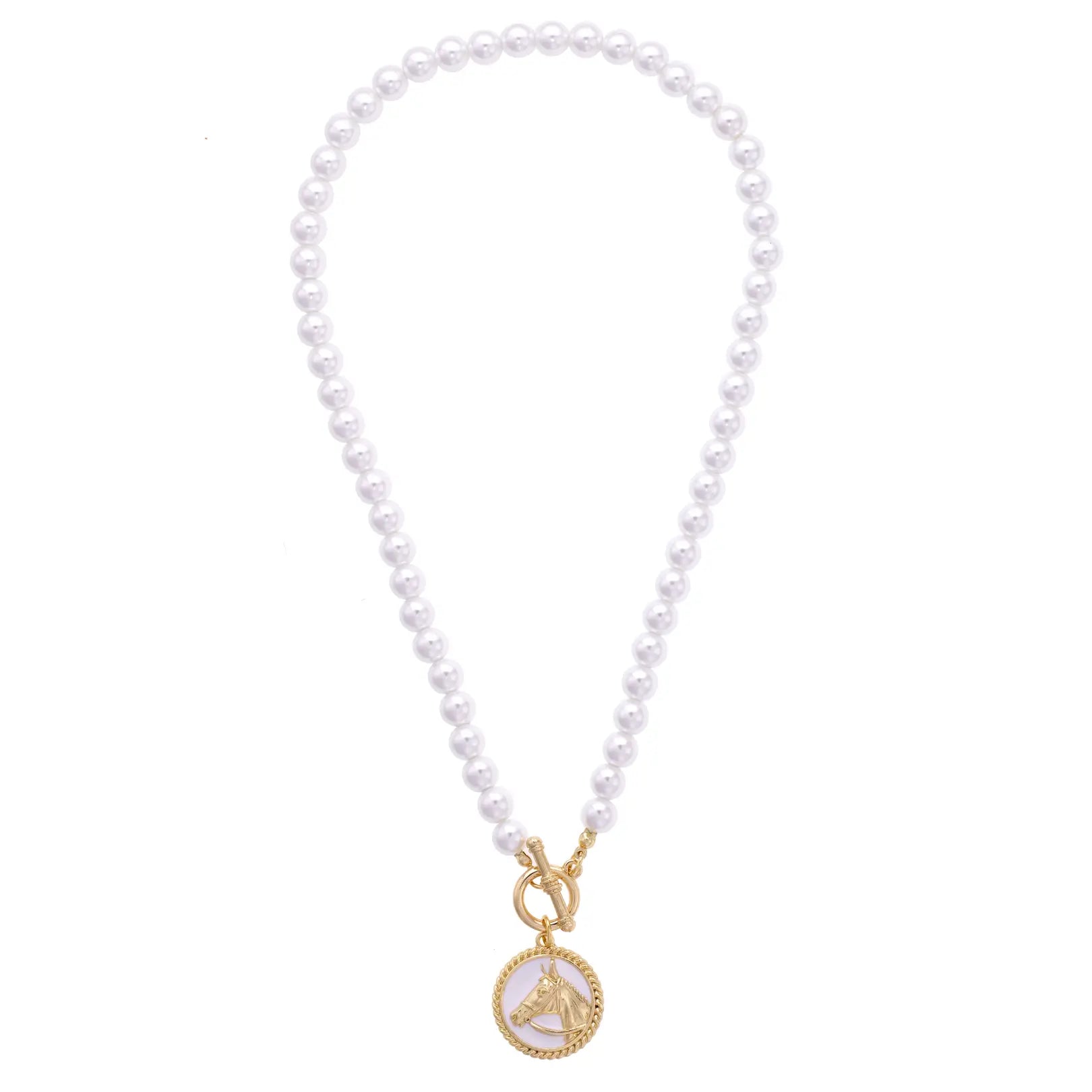 Thoroughbred Pearl Beaded Toggle Front Necklace