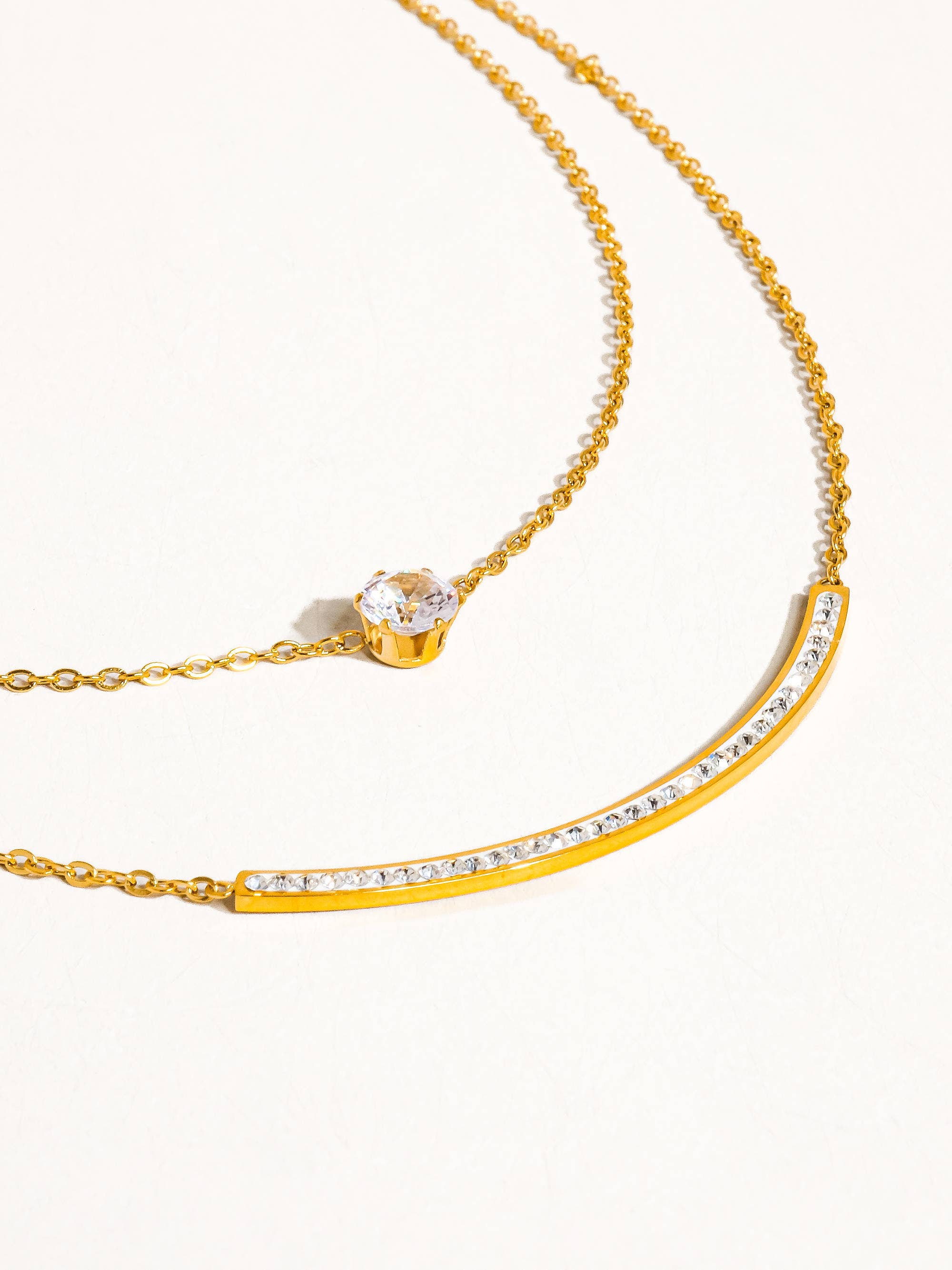 Lori Layered Smile CZ Necklace