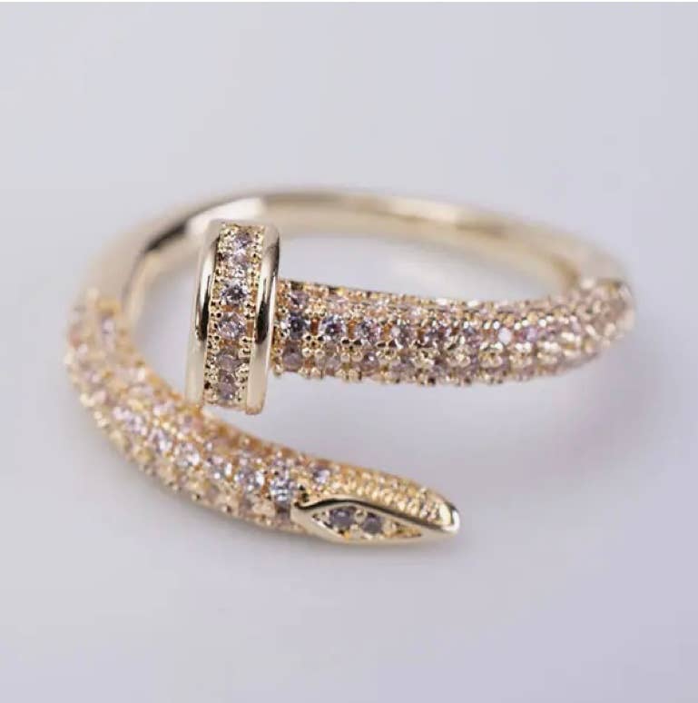 Gold Crystal Nail Ring